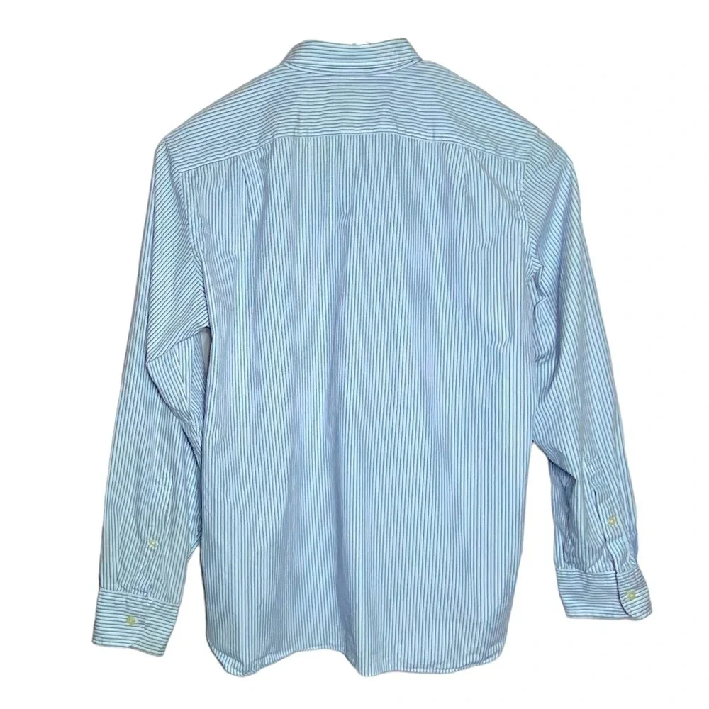 J. Crew Mens Shirt Long Sleeve Button Up Dressy Casual Preppy Pinstripe Blue XL
